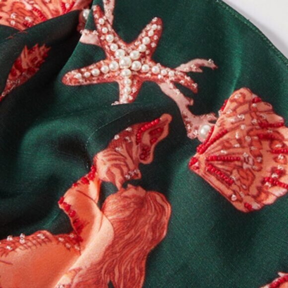 Clio Peppiatt - + The Vanguard Mermaid Embellished Printed Crepe De Chine Scarf - Picture 3 of 9